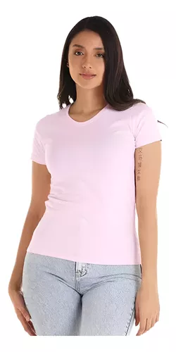 Creaprint - Polera Algodon Mc Mujer Rosa Pastel Talla M
