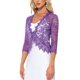 thumbnail image 4 of INSPIRE CHIC Chaqueta de Encaje Floral para Mujer con Mangas 3/4 y Un Botón Bolero Cárdigan Púrpura XL, 4 of 6