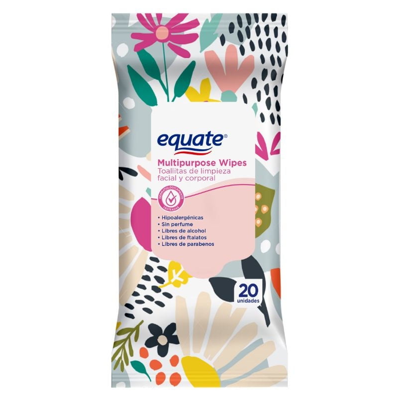 Toallitas De Limpieza Facial Y Corporal Diseño Floral 20 Un Equate