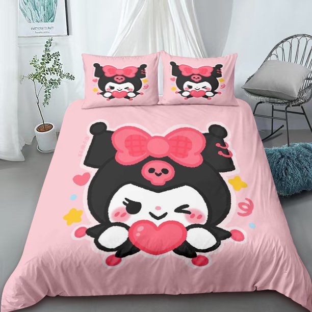 Duvet Cover Kuromi Cartoon Kawaii Quilt Cover Bedding Set Comfort Cover Queen King Size for Child Gift Bedroom DecorBed Sheets