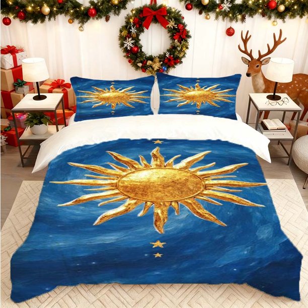 Sun Symbol Printed Duvet Cover Set Soft and Comfortable for All Seasons Essential for Home Bedrooms and Guest Rooms Perfect Gift for Family and Friends During H