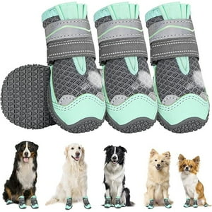 Veat00L - Zapatos Para Perros, 4 Juegos De Botas Para Perros Transpirables Y Antideslizantes, Con Correas Reflectantes Y Ajustables, Zapatos Para Perros Pequeños Y Medianos Y Grandes