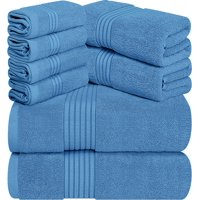 Juego De Toallas Utopia Towels, 8 Piezas, 100% Algodón Hilado En Anillos, Azul Eléctrico