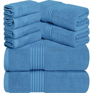 Juego De Toallas Utopia Towels, 8 Piezas, 100% Algodón Hilado En Anillos, Azul Eléctrico