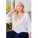 thumbnail image 1 of Top Liso con Cuello en V y Mangas Abullonadas, Talla 1XL, 1 of 3