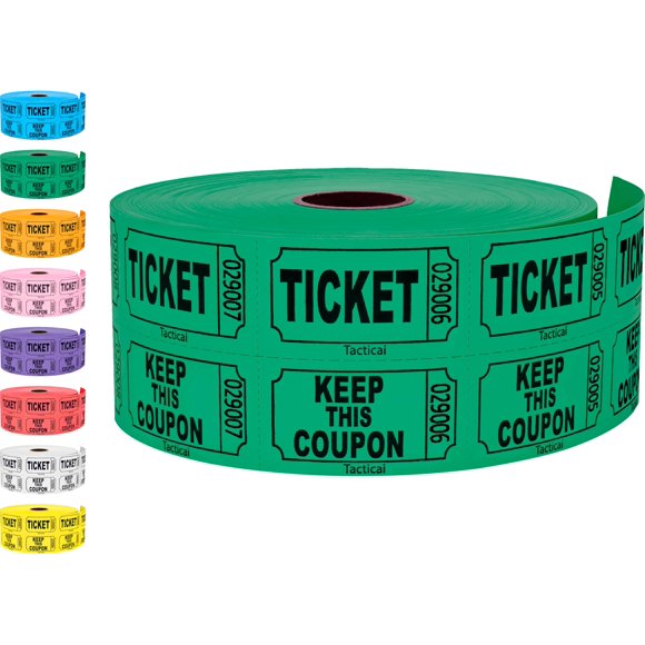 Boletos para Rifa Tacticai 1000 Verde (1 de 8 Colores) Doble Rollo