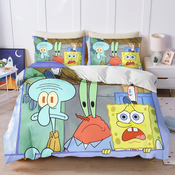 v902 Bed Sheets Spongebo Duvet Cover Set Children'S Bedding Set With Pillowcase -Piece Quilt Cover King Size Bedding Twin Sets 3-Piece Bedding Set (1 Duvet Cover + 2 Pillow Shams) Bed Sheets ju902