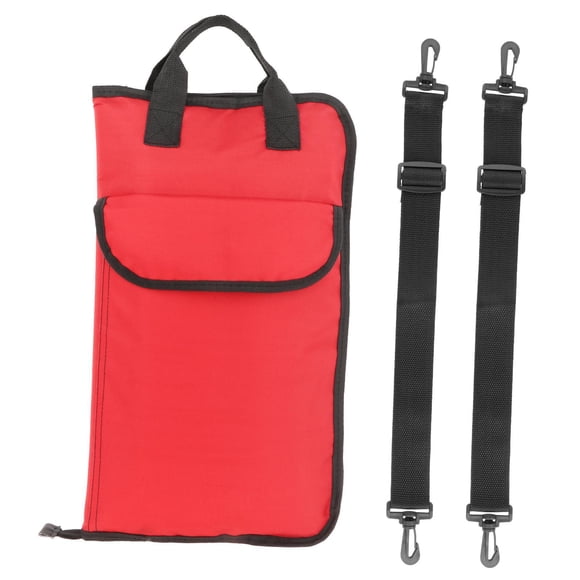 Bolsa para baquetas, bolsa gruesa de gran capacidad para baquetas, bolsa portátil colgante para baquetas, cepillos, mazos de hasta 12 pares , Rojo 24 palos Rojo puesto 24 palos