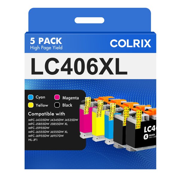 Cartucho de tinta COLRIX LC406XL paquete de 5 (2 negros, 1 cian, 1 magenta, 1 amarillo)
