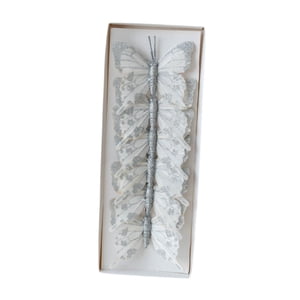 Magideal - Decoraciones Navideñas De Mariposas Con Clip, Decoración De Pared Para El Hogar, Comedor, Mariposa Colgante, Adorno De Mariposa Para Vacaciones Y Ofic Gris 6 Piezas