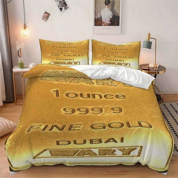 3pcs Golden Bar Pattern Bedding Set Soft and Comfortable Bedding Set Suitable for All Seasons Ideal for Home Bedrooms and Guest Rooms