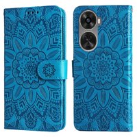Funda Tipo Cartera Foxdock Para Huawei Nova 11 Se , Diseño Girasol En Relieve, Cuero Pu, Cierre Magnético, Soporte Y Tarjetero
