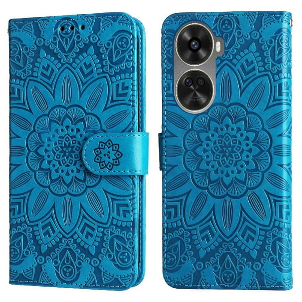 Funda tipo cartera FOXDOCK para Huawei Nova 11 SE , diseño girasol en relieve, cuero PU, cierre magnético, soporte y tarjetero