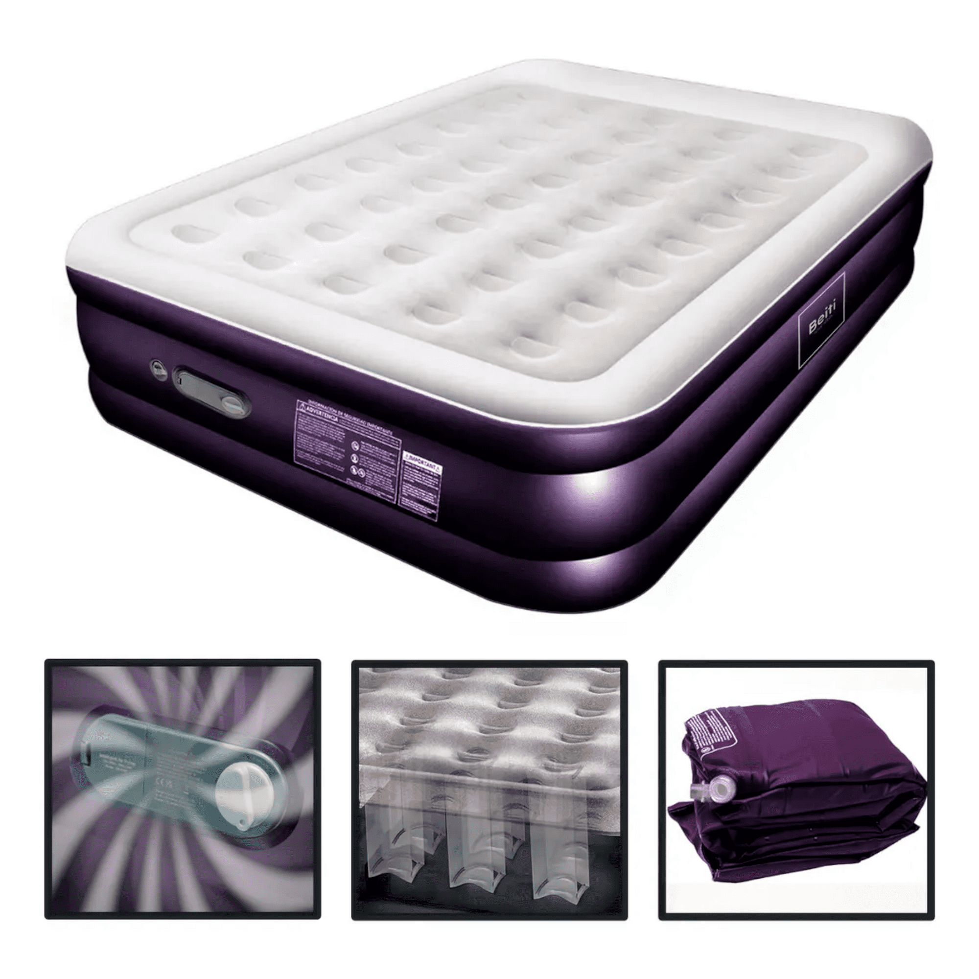 Colchón Inflable Cama Eléctrico 2 Plaza Beiti 203x152x47 Cm