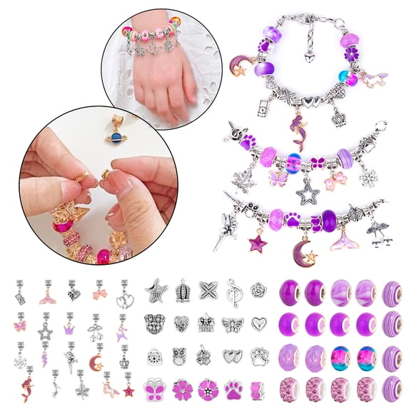 Juego De Charms Para Hacer Pulseras 63 Pcs Joyería Diy Niñas