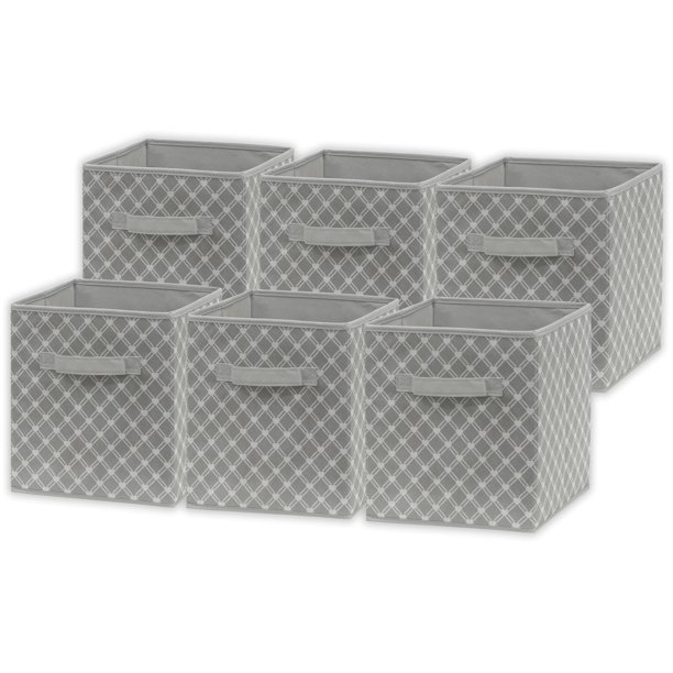 Contenedores de almacenamiento sencillos para artículos del hogar en forma de cubo de tela geométrico gris x6