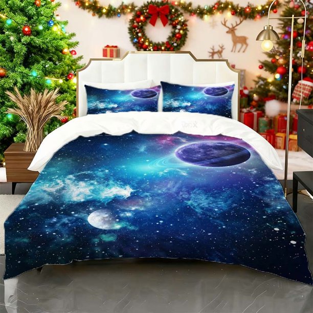 Cosmic Starry Sky Pattern bedding | Duvet Cover And 2 Pillowcases All-Season Perfect For Home And Guest Rooms Ideal For Holiday Gifts
