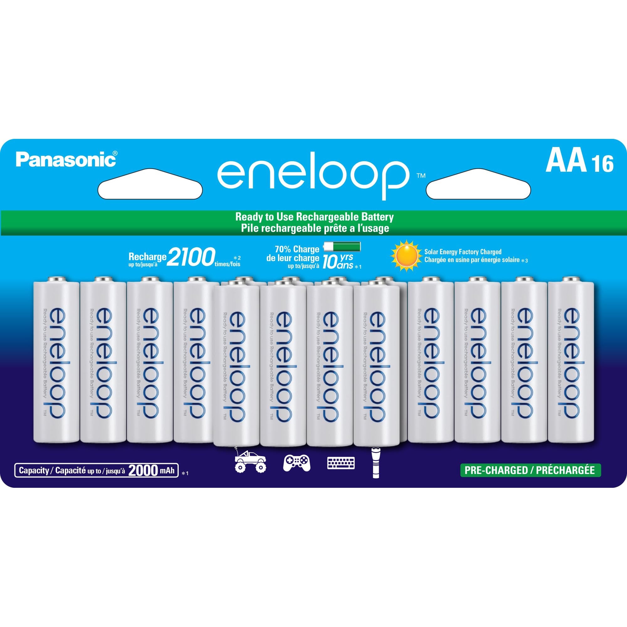 Baterías Recargables Eneloop Panasonic Bk-3mcca16fa Aa X16