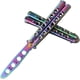 thumbnail image 2 of Cuchillo sin filo Oliasports Rainbow Practice Balisong de metal con forma de mariposa de acero, 2 of 7