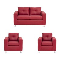 Muebles América - Living George 211 Cuero Auris Burdeo