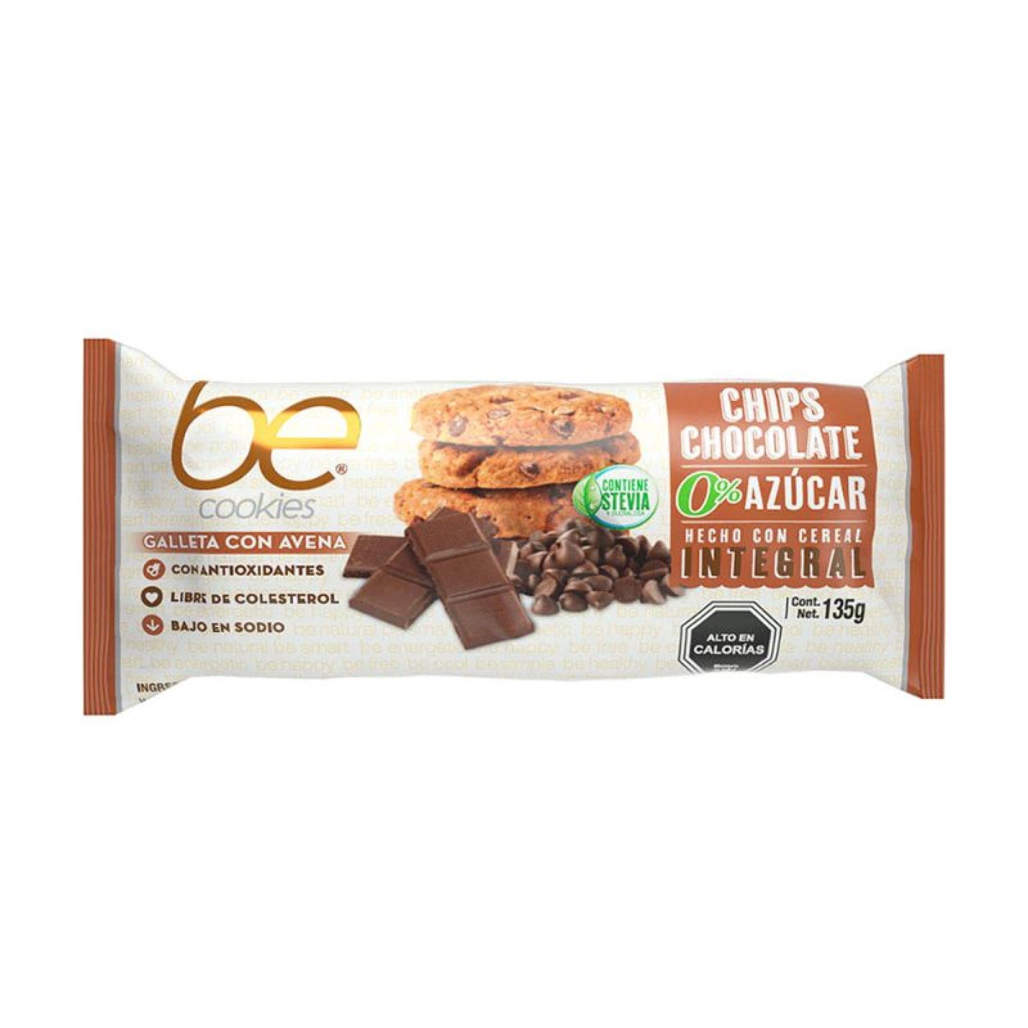 Galleta Chips Sabor Chocolate 0% Azúcar 135 g Be Cookies