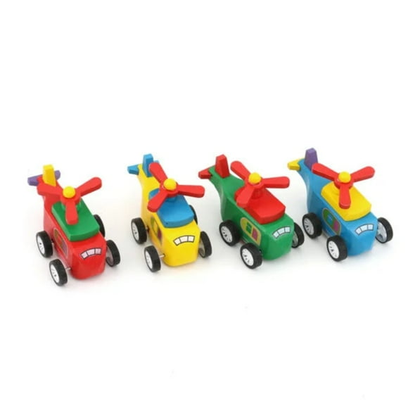 Helicoptero De Madera A Cuerda De 12cm Juguete Para Niños