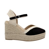 Danicolle Calzado - Sandalia Plataforma Yute Negra Danicolle