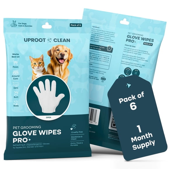 Guantes de limpieza para mascotas Uproot Clean, suministro de 1 mes para perros y gatos