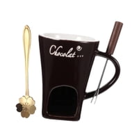 Magideal - Chocolate Fondue Pot Taza Set Con Calentador De Cerámica Para Derretir Chocolate Queso Dulces Y Tapas Adecuado Para Fiestas Reuniones Hogar Pastelería Café