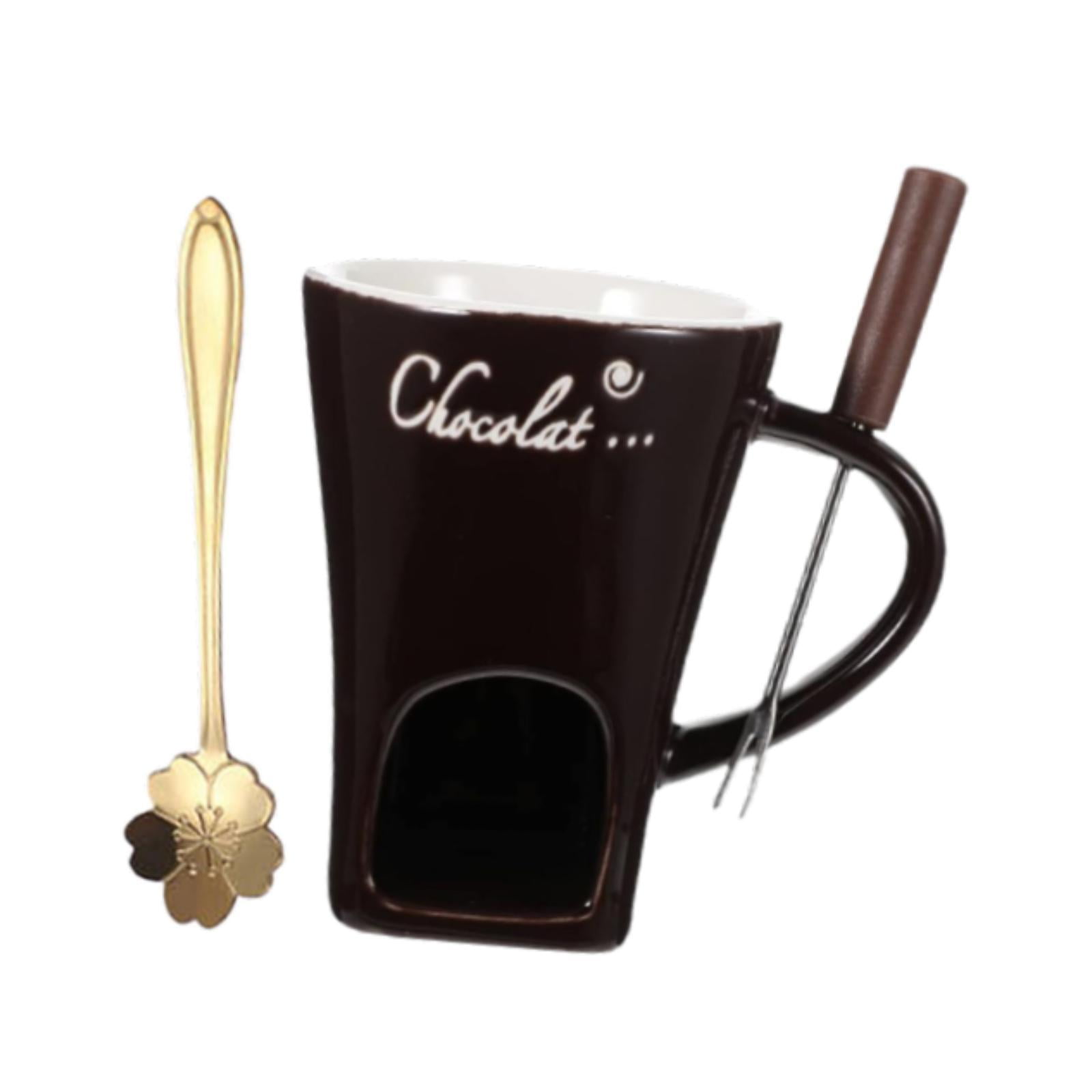 Magideal - Chocolate Fondue Pot Taza Set Con Calentador De Cerámica Para Derretir Chocolate Queso Dulces Y Tapas Adecuado Para Fiestas Reuniones Hogar Pastelería Café
