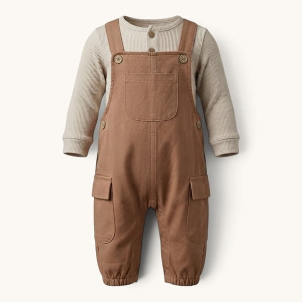 Conjunto De Jardinera + Polera Manga Larga Para Niños
