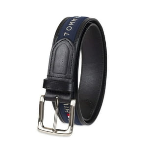 Cinturón Tommy Hilfiger Con Cinta Incrustada Negro/Azul Marino Para Hombre, Talla 36
