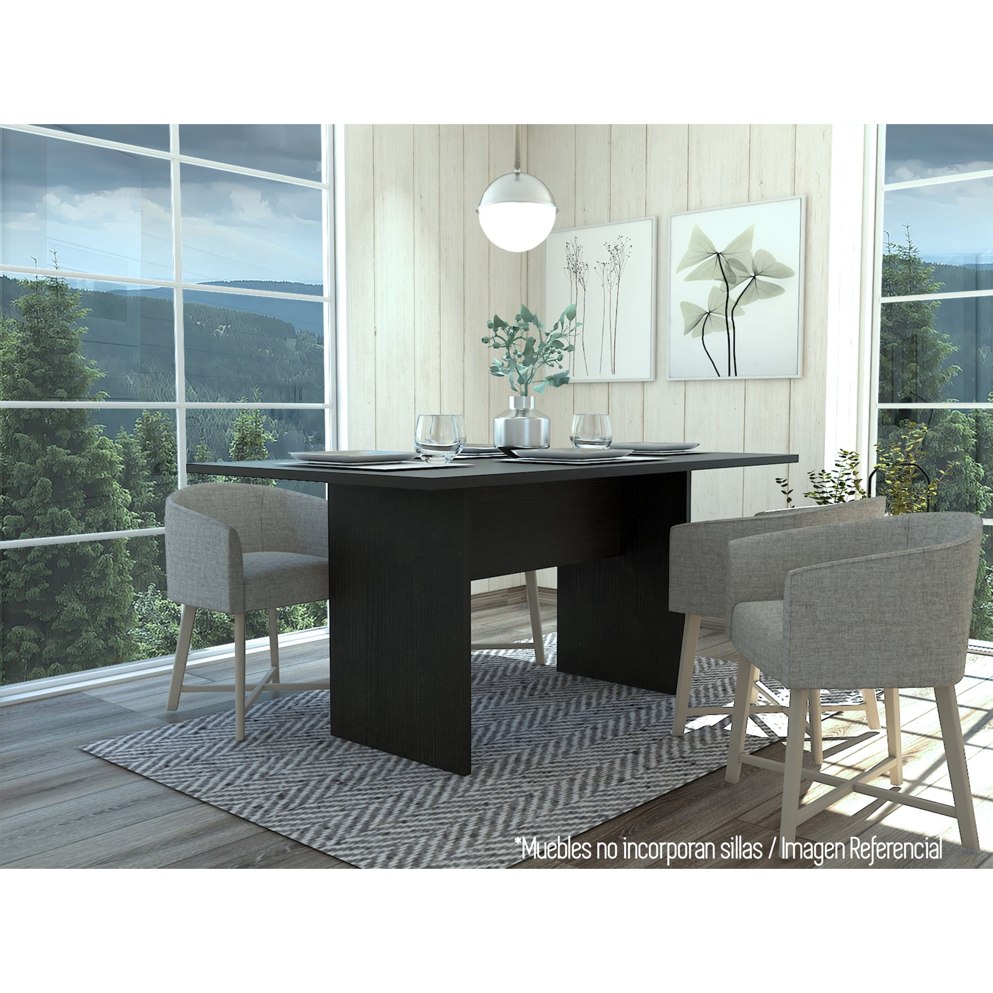 Tuhome - Mesa De Comedor Beijing 6 Puestos Wengue 74,6x160x90 Cm