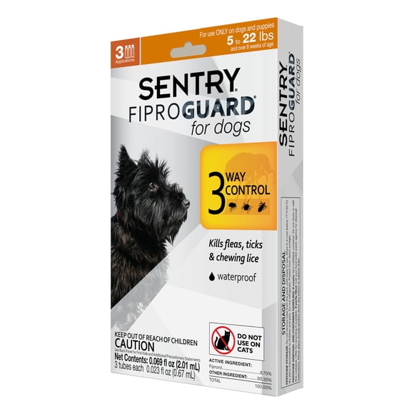 Prevención de pulgas y garrapatas para perros SENTRY Fiproguard de 2 a 10 kg