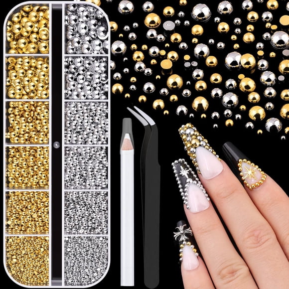 Perlas para uñas BELLEBOOST Oro/Plata 6 tamaños