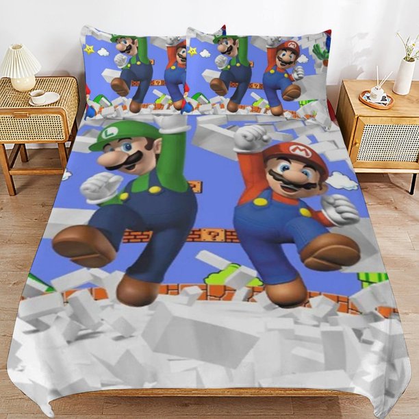 Super Mario Duvet Cover Set 3 Piece Bedding Set Double Sided Printing Decorative Comforter Cover Set