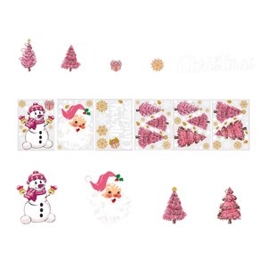 Magideal - 6 Piezas De Calcomanías Navideñas Para Pared, Calcomanías Navideñas Para Ventanas, Muñecos De Nieve, Pegatinas De Pared Navideñas Rosas Para Rellenar