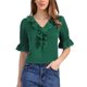 thumbnail image 1 of Blusa de Gasa Semitransparente con Volantes y Mangas Abullonadas hasta el Codo para Mujer de INSPIRE CHIC S Verde Esmeralda, 1 of 6