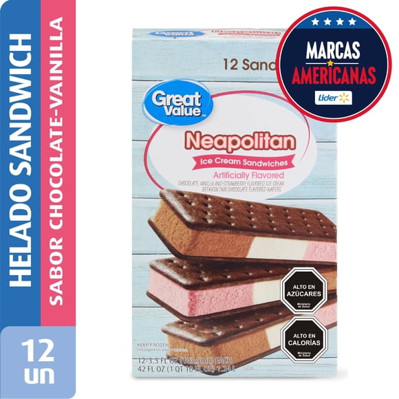 Helado Sandwich Sabor Chocolate - Vainilla Caja, 825 g