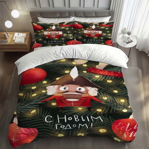 3pcs Nutcracker Greeting Card Set Soft And Comfortable Bedding Set Suitable for All Seasons