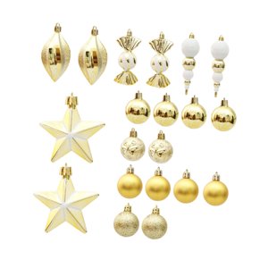 Magideal - Bolas Decorativas Navideñas, Juego De Bolas Navideñas, Adornos De Bolas Para Árbol De Navidad, Pequeños Colgantes Navideños Para Decoración De Fiestas Dorado 20 Piezas