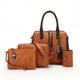 thumbnail image 1 of 4pcs/set Vintage PU Tote Bag, Luxury Top Handle Satchel, Women's Fashion Handbag, Shoulder Bag, Crossbody Bag & Clutch Purse Wallet, 1 of 3