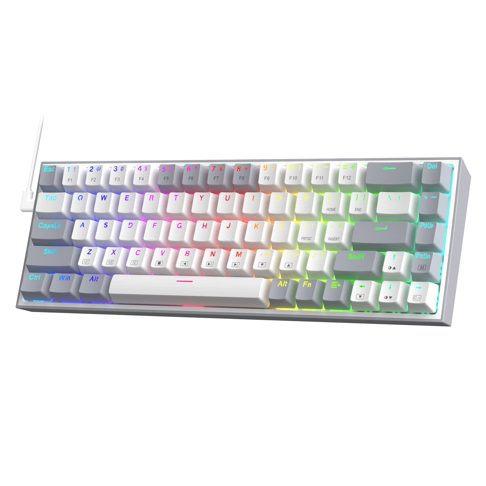 Teclado Gaming Redragon K631 Grey 65% Cableado Rgb 68 Teclas