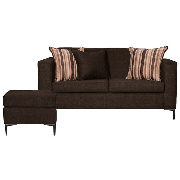 Sofá Clio 2C + 1 Pouf-Met Tela Chocolate