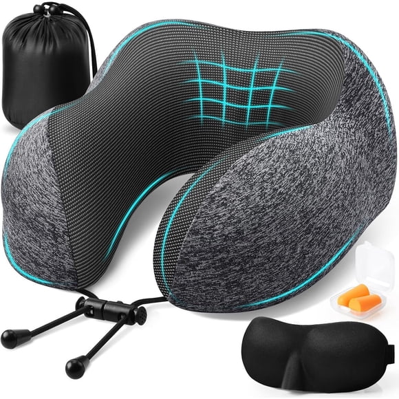 Almohada de Viaje ExploreBliss Memory Foam Mediana Gris Set