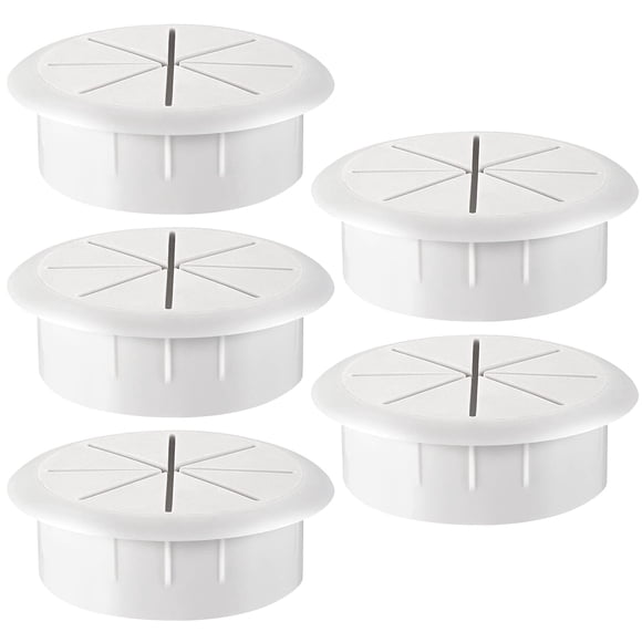 Pasacable de escritorio HYCC 6 cm blanco, paquete de 5, flexible para cables