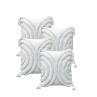 Genérico - Set De 4 Fundas De Cojin Tufting 45X45 Cm Blanco 11