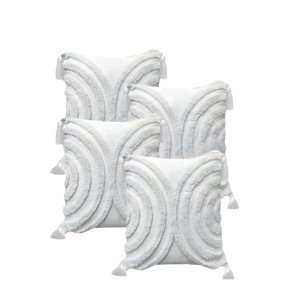 Genérico - Pack De 4 Fundas De Cojin Tufting 45X45 Cm Blanco 11