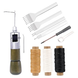 Magideal - Kit De Punzón De De Material Cuero Profesion, Cosido Con Agujas, Bobina E Encerados Para , Proyectos De Artesanía De Material Cuero Diy , Grano De Grano De Madera Antiguo