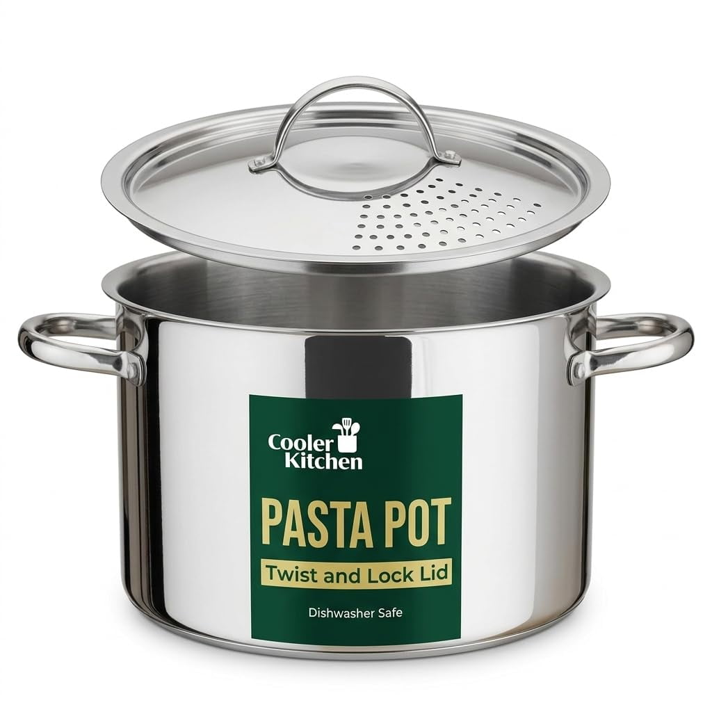 Pasta Pot Cooler Concepts De Acero Inoxidable De 5,2 Litros Con Tapa Coladora